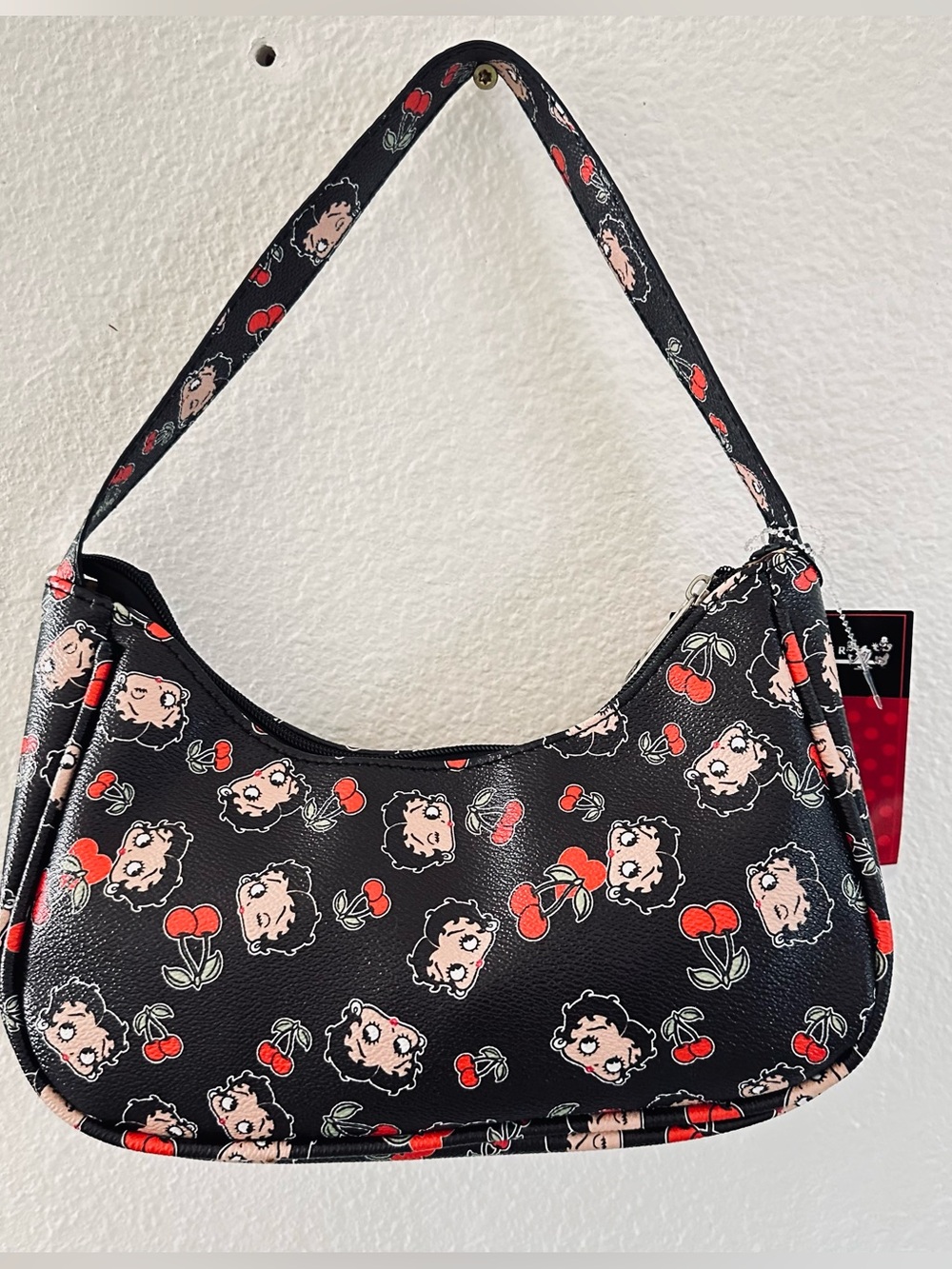 Betty Boop Black Cherry Print Shoulder Bag